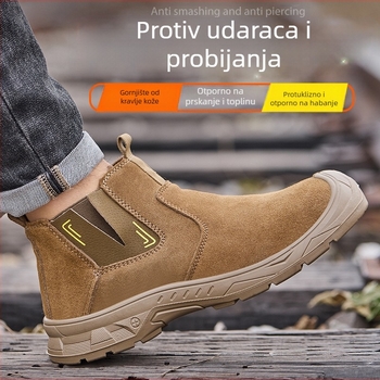 Muške cipele za sigurnost s prozračnim ljetnim gornjim dijelom, čelični vrh, zaštita od opeklina pri zavarivanju, otporne na udarce, probijanje, protivklizne i otporne na habanje