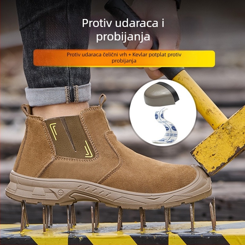 Muške cipele za sigurnost s prozračnim ljetnim gornjim dijelom, čelični vrh, zaštita od opeklina pri zavarivanju, otporne na udarce, probijanje, protivklizne i otporne na habanje