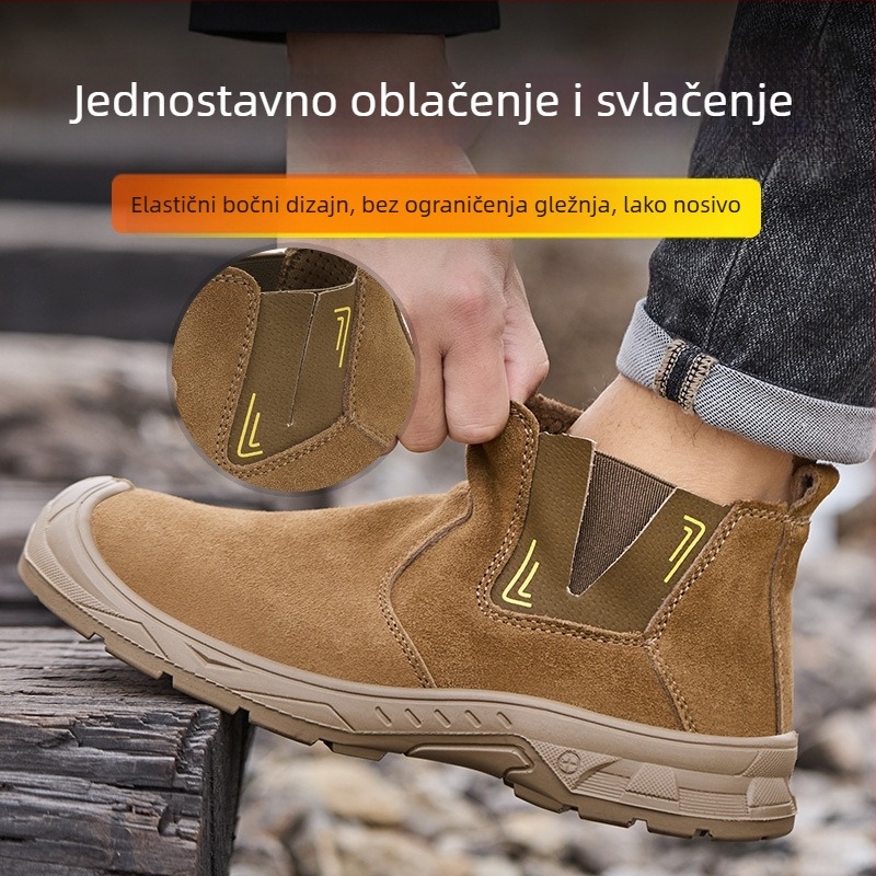 Muške cipele za sigurnost s prozračnim ljetnim gornjim dijelom, čelični vrh, zaštita od opeklina pri zavarivanju, otporne na udarce, probijanje, protivklizne i otporne na habanje