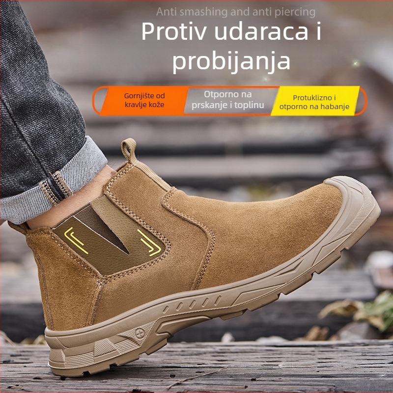Muške cipele za sigurnost s prozračnim ljetnim gornjim dijelom, čelični vrh, zaštita od opeklina pri zavarivanju, otporne na udarce, probijanje, protivklizne i otporne na habanje
