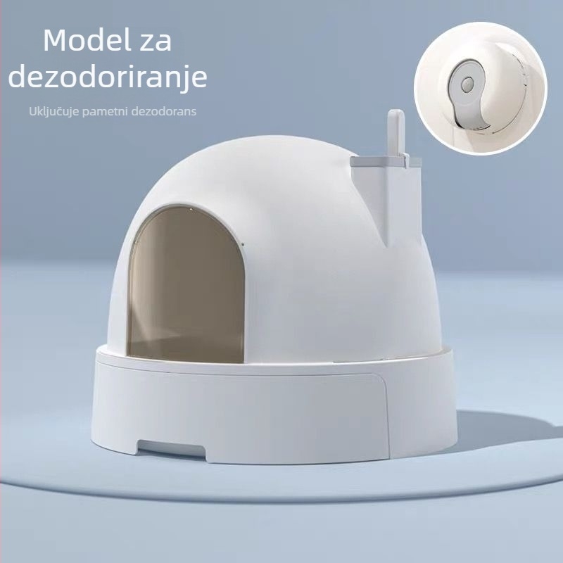 Velika ladicasta kutija za mačju toaletu s modulom za pročišćavanje mirisa, zatvoren dizajn