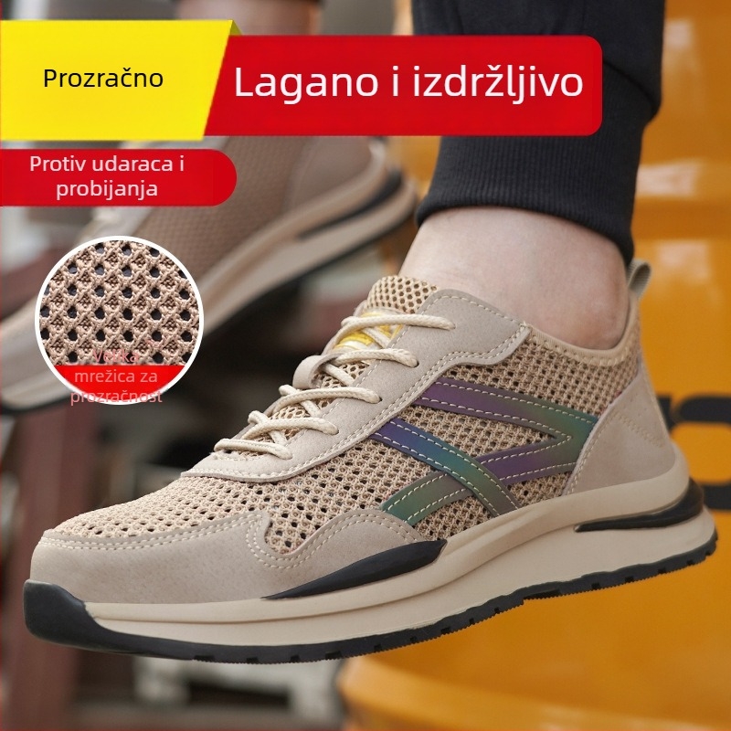 Muške sigurnosne cipele s čeličnom kapom, lagane i prozračne za ljeto, otporne na udarce i probojivanje