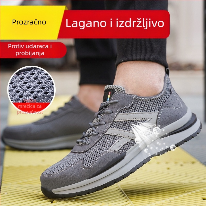 Muške sigurnosne cipele s čeličnom kapom, lagane i prozračne za ljeto, otporne na udarce i probojivanje