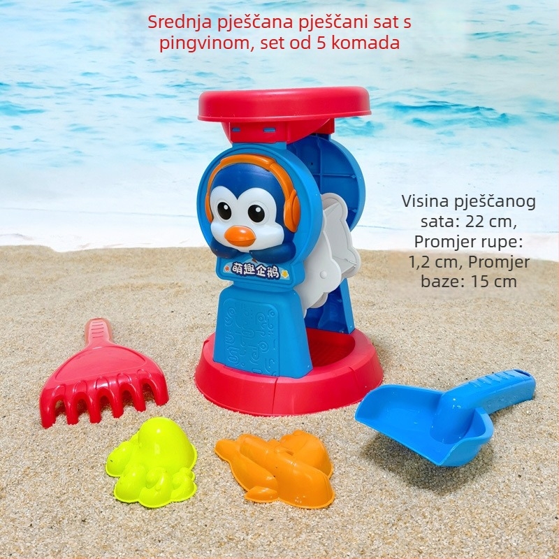 Novi set igračaka za plažu za pijesak: kačica i pingvin – pijesak auto 688-114, igračka s pješčanim satom
