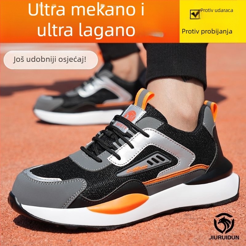 Muške sigurnosne radne cipele od velur kože, prozračne i otporne na habanje, s čeličnom zaštitom prstiju, zaštita od udara i probijanja, za četiri sezone.