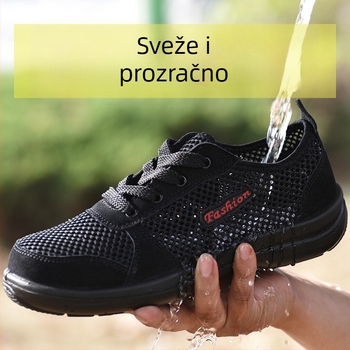 Muške ljetne prozračne cipele za sigurnost s čeličnim prstom, lagane, otporne na udarce i probijanje, otporne na habanje i protuklizne