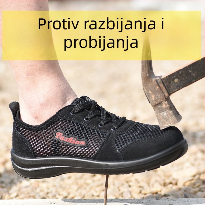 Muške ljetne prozračne cipele za sigurnost s čeličnim prstom, lagane, otporne na udarce i probijanje, otporne na habanje i protuklizne
