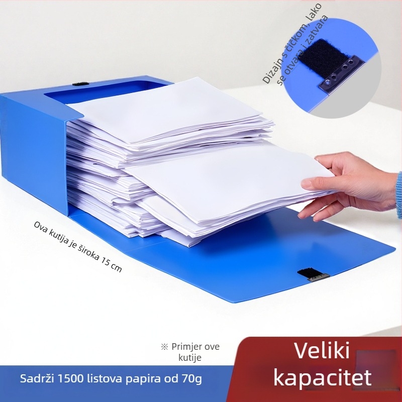 Izdrživa A4 kutija za dokumente, 15 cm visine, plastična, velika kapaciteta za ured