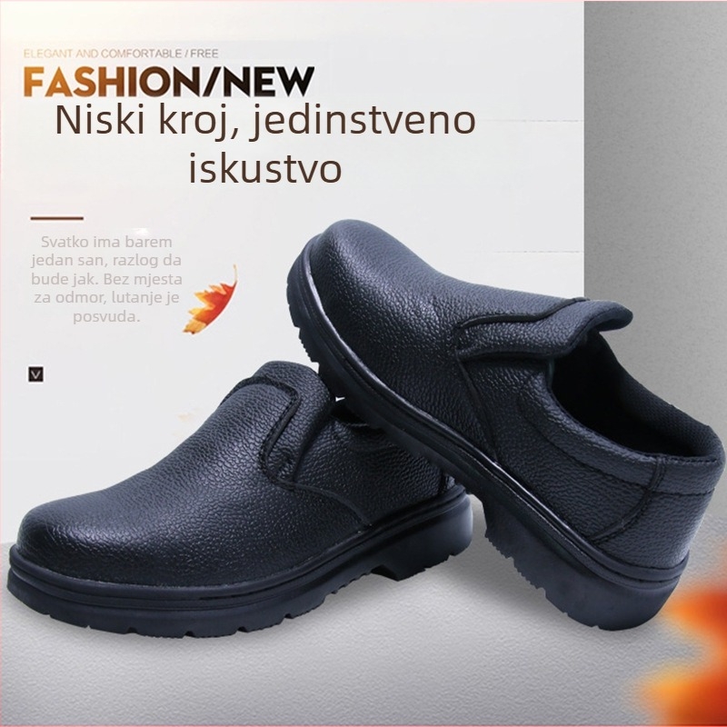 Muške zaštitne cipele s čeličnim prstom, otporne na udarce i probijanje, lake radne cipele sa slip-on dizajnom, Ultrafilm koža