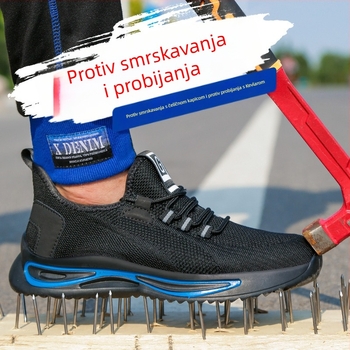 Muške prozračne sigurnosne cipele s prozračnim gornjim dijelom i čeličnim prstom, zaštita od udara i probijanja