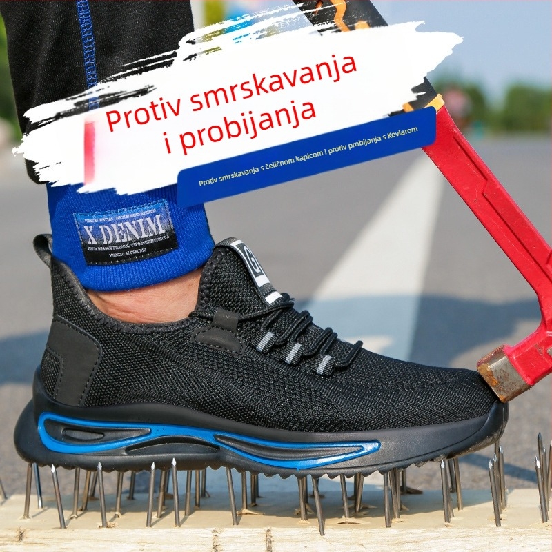 Muške prozračne sigurnosne cipele s prozračnim gornjim dijelom i čeličnim prstom, zaštita od udara i probijanja