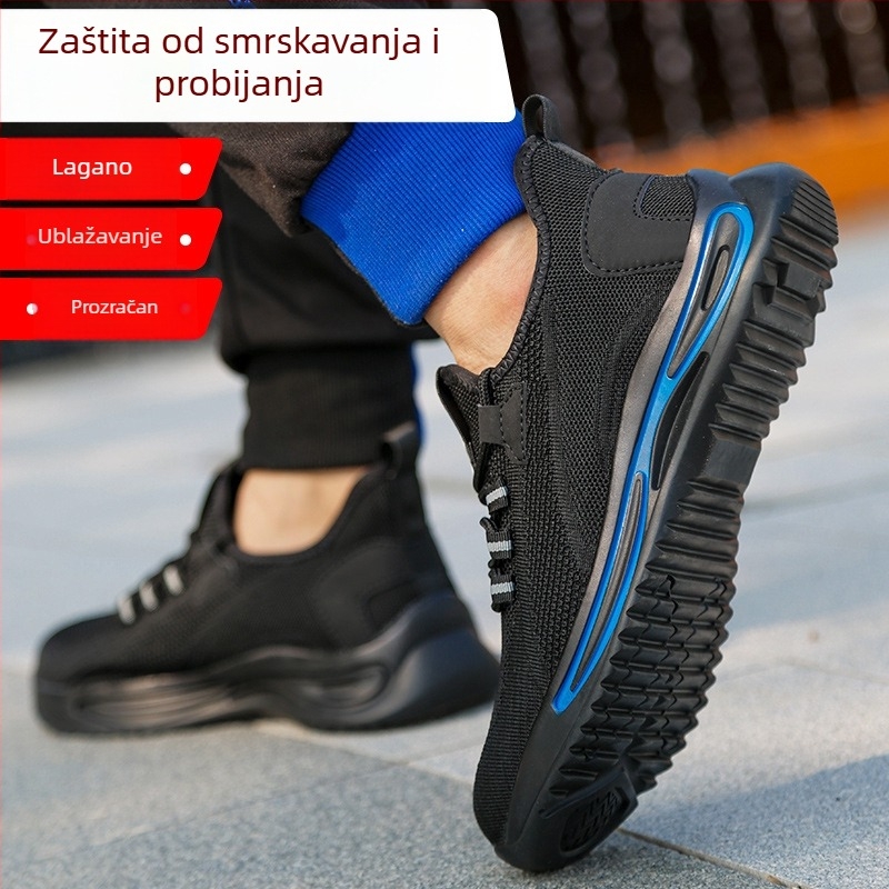 Muške prozračne sigurnosne cipele s prozračnim gornjim dijelom i čeličnim prstom, zaštita od udara i probijanja