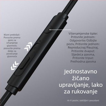 Žičane in-ear slušalice visoke kvalitete zvuka, Type-C, digitalni bas, kompatibilno s Huawei i Xiaomi