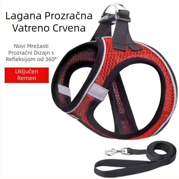 Reflektirajući mrežasti harnes za psa, udoban u vestnom stilu, za male i srednje pse, s vodilicom