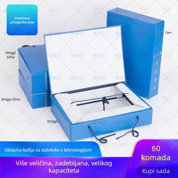 Kutija za arhivu od tvrde ploče s lakiranim platnom; arhivska kutija za tehnologiju; kutija za nacrtke; sklopiva kutija; kartonska kutija za urbano građevinarstvo i planiranje