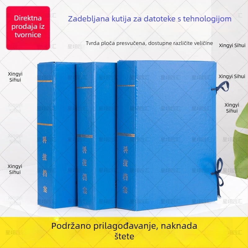 Kutija za arhivu od tvrde ploče s lakiranim platnom; arhivska kutija za tehnologiju; kutija za nacrtke; sklopiva kutija; kartonska kutija za urbano građevinarstvo i planiranje