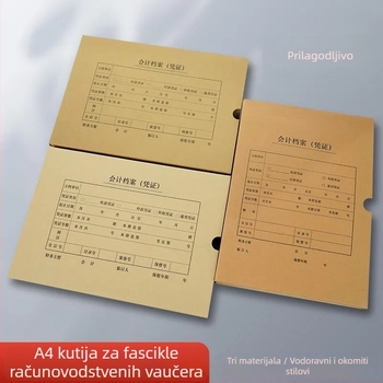 Kutija za pohranu računovodstvenih potvrda, A4/A5, kraft papir, arhivska kutija s čvrstim zatvaranjem (jednostavno i dvostruko zatvaranje)