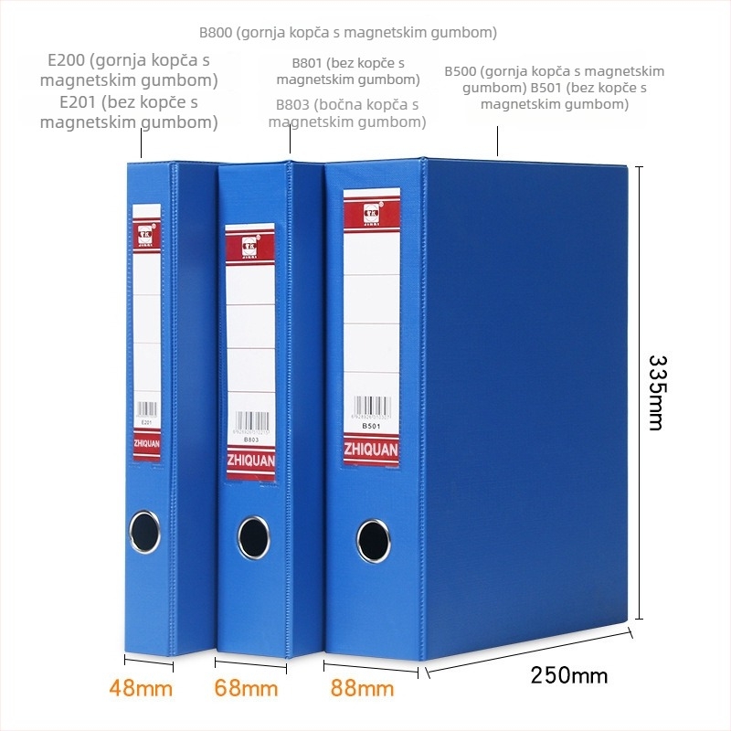 PVC kutija za arhive s klipom, A4 format, magnetski zatvarač, plastična kutija za pohranu dokumenata, uredski pribor