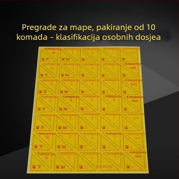 Set od 10 samoljepljivih naljepnica za klasifikaciju osobnih dosjea, deset glavnih kategorija, naljepnice za označavanje i razdjelne stranice