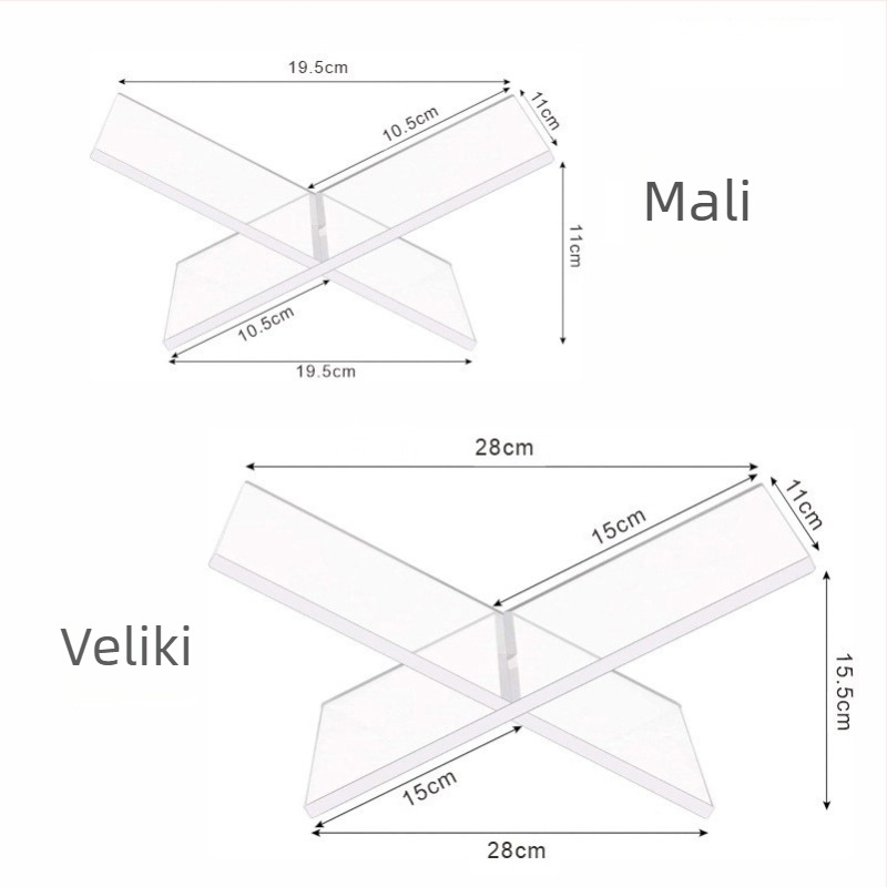 Prozirni akrilni stalak za čitanje knjiga i časopisa, pladanj za knjige, X-oblik stolni izložbeni stalak