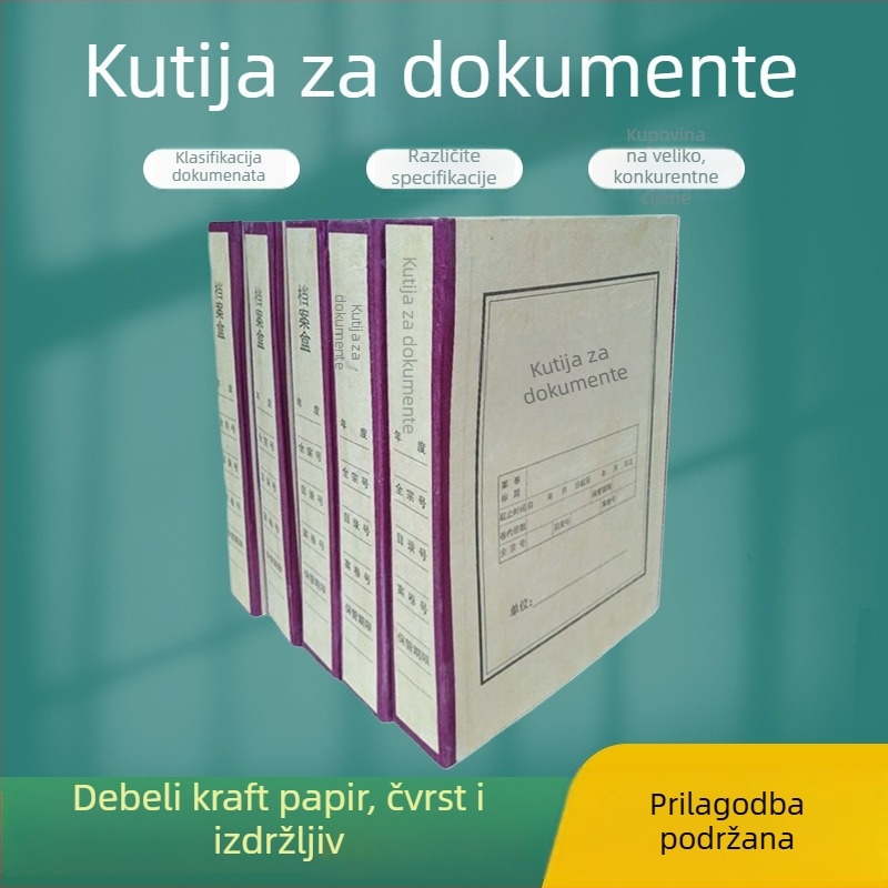 Prilagođena arhivska kutija od kraft papira, debea i veća, otisak logotipa, papir bez kiselina, uredsko skladištenje A4