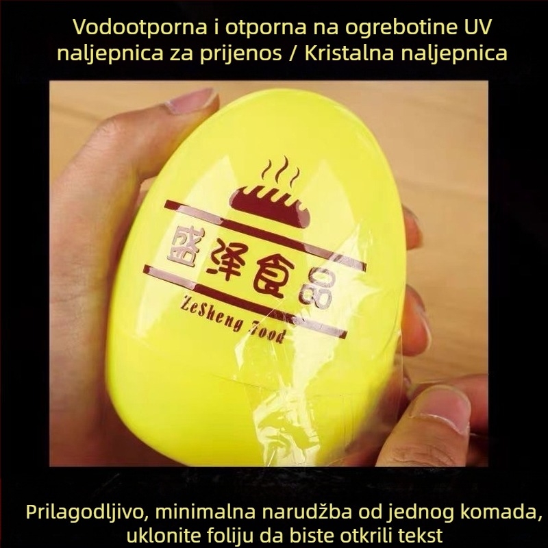 Kristalna UV prijenosna naljepnica s filmom za ljuštenje i tekstom, logo tvrtke, vodootporna PVC sitotisk naljepnica