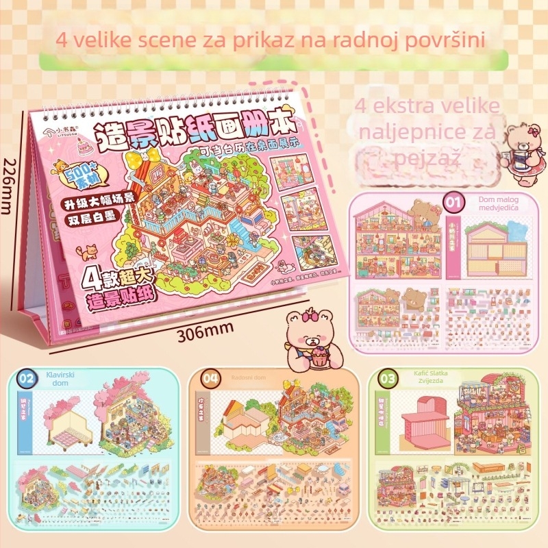 Veliki set naljepnica za pejzaže s mini scenama – ručno izrađeni DIY pribor za bilježnicu