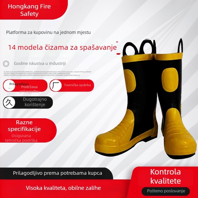 3C potvrđene cipele za obuku vatrogasaca, zaštita od vatre, toplinska izolacija, gumene zaštitne čizme, 14 tipova borbenih čizama