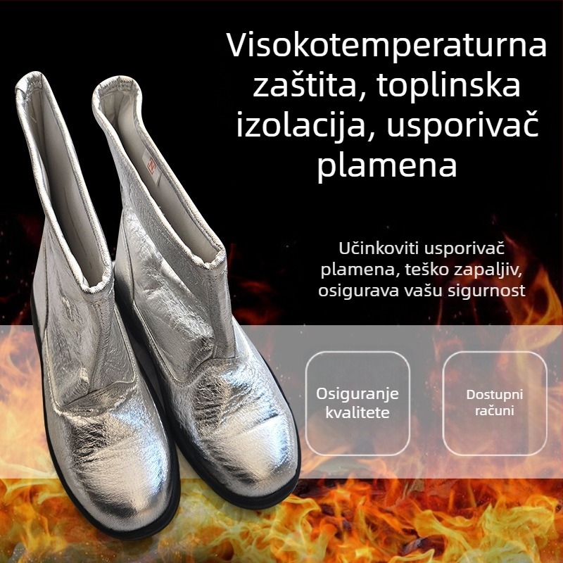Čizme otporne na visoke temperature s izolacijom od aluminijske folije, do 1000°C, zaštitne, vatrootporne, toplinu reflektiraju, zaštita od opeklina