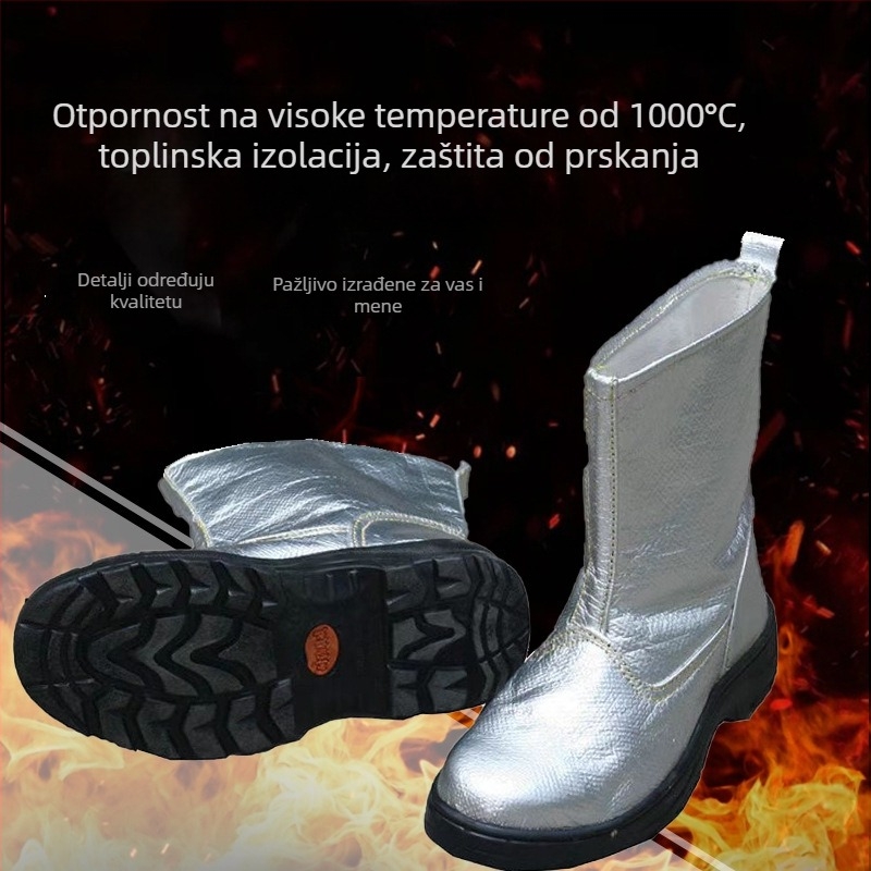 Čizme otporne na visoke temperature s izolacijom od aluminijske folije, do 1000°C, zaštitne, vatrootporne, toplinu reflektiraju, zaštita od opeklina