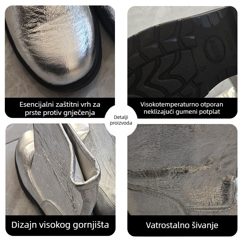 Čizme otporne na visoke temperature s izolacijom od aluminijske folije, do 1000°C, zaštitne, vatrootporne, toplinu reflektiraju, zaštita od opeklina