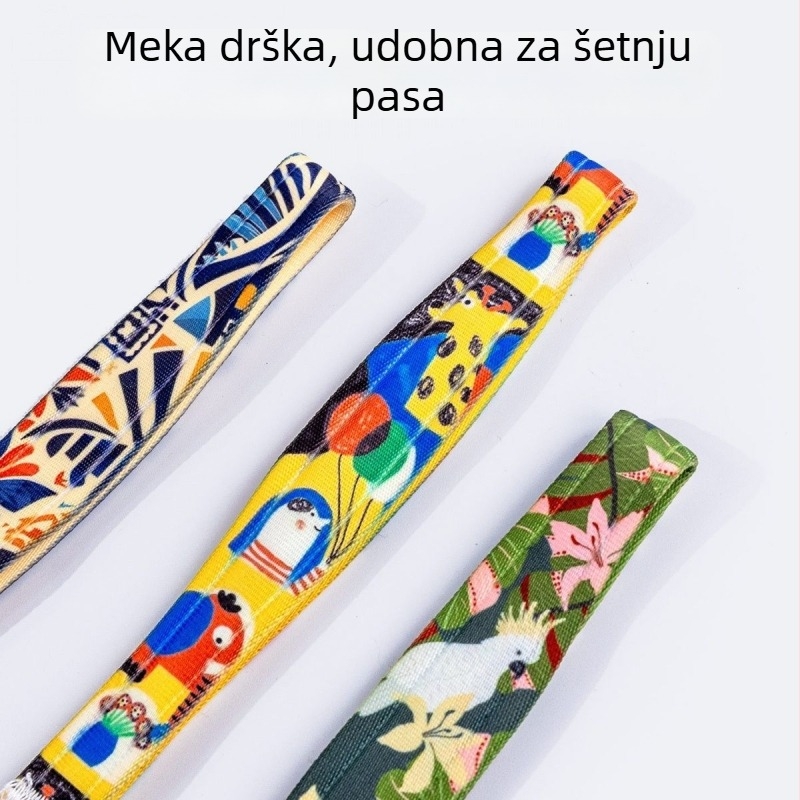Šarena ogrlica za pse s mekanom pjenastom ručkom i integriranim povodcem