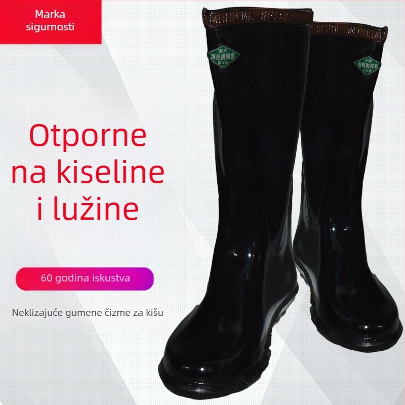 Safety marka gumene čizme za kišu za muškarce, otporne na kiseline i lužine, visoke, kemijski otporne