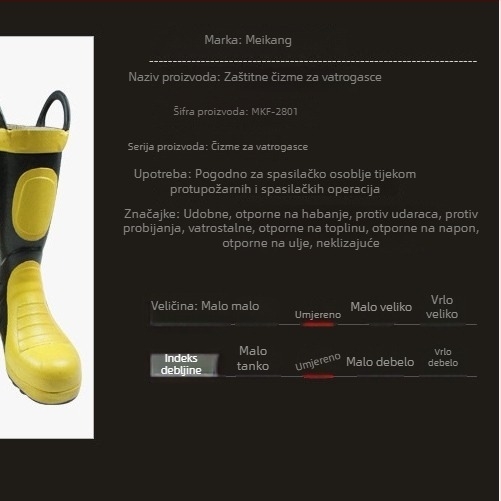 Meikang MKF-2801 Zaštitne čizme za vatrogasce, gumene, otporne na udarce i probijanje
