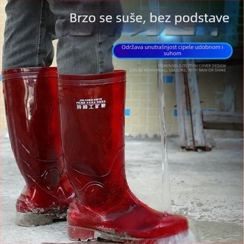 Visoke kišne čizme za muškarce, smeđa guma, bez podstava, mrežasti materijal za brzo sušenje, dugi stil