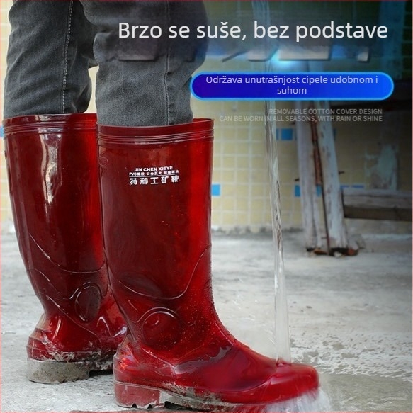 Visoke kišne čizme za muškarce, smeđa guma, bez podstava, mrežasti materijal za brzo sušenje, dugi stil
