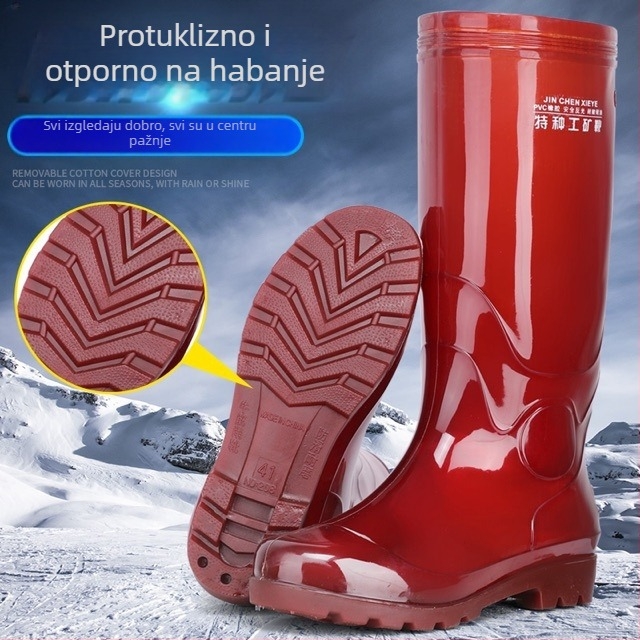 Visoke kišne čizme za muškarce, smeđa guma, bez podstava, mrežasti materijal za brzo sušenje, dugi stil