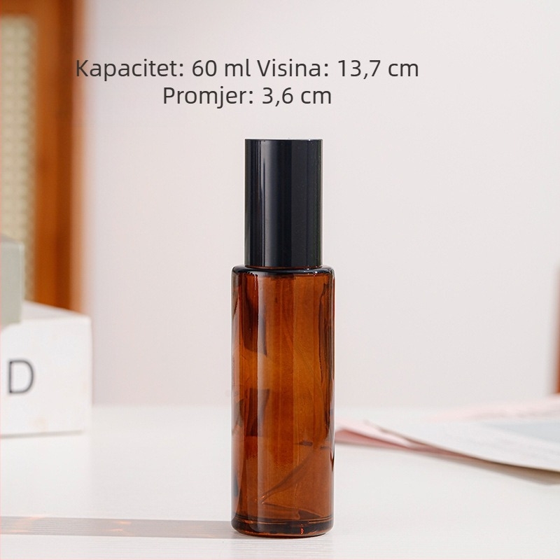 Braon staklena bočica za losion s pumpicom i bočica za raspršivač za kozmetiku – prazna bočica za uzorak