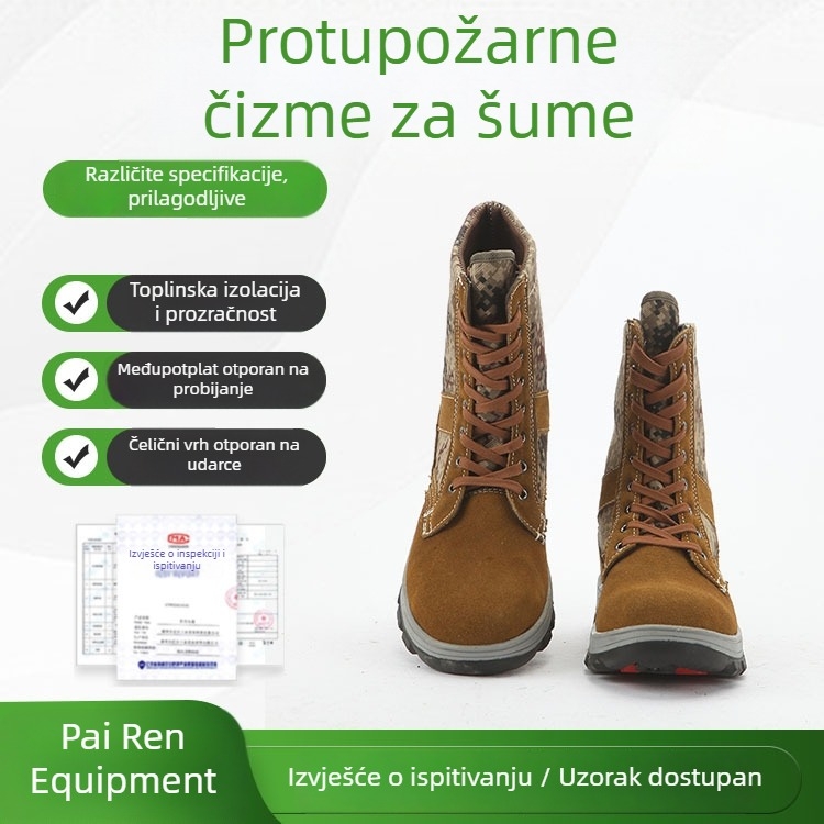 Kožne čizme za gašenje šumskih požara s čeličnim vrhom i čeličnom potplatom, otporne na plamen, vodonepropusne zaštitne čizme za planinarenje u visokim nadmorskim visinama