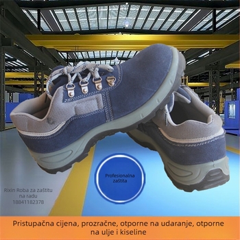 Muške cipele za sigurnost s čeličnim prstom, zaštita od udara i probijanja, otporne na ulje i lužine, lagane i prozračne, radna obuća za gradilište