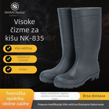 PVC mat visoke čizme za kišu s čeličnom prstom, otporne na probijanje i habanje, unisex