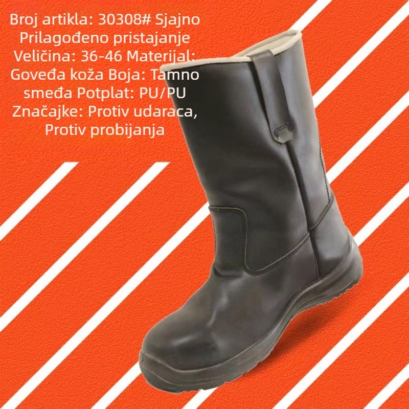 Muške sigurnosne čizme za gradnju i rudnike ugljena, otporne na probijanje i udar, čelični prst i čelična potplata, kožne visoke čizme
