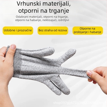 Rukavice za zaštitu od posjekotina, razina 5, otporne na habanje i prozračne, za obradu strojeva, metala i stakla.