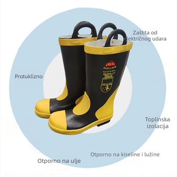 Model 02 Vatrogasne čizme za kišu s čeličnim potplatom, vatrootporne, otporne na probijanje i udarce