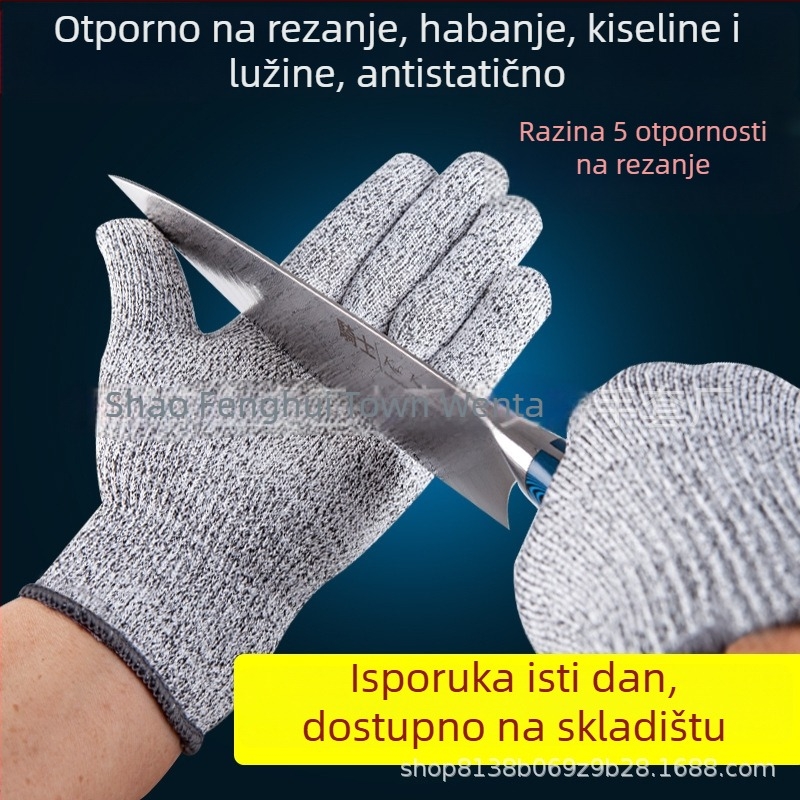 Wantao HPPE rukavice za rezanje, 13-gauge, razina 5, za klanje i ribolov, otporne na habanje, protuklizne, zaštita od posjekotina, ojačane