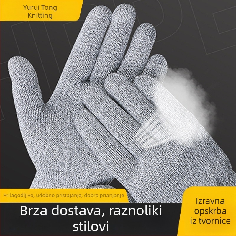 Wantao HPPE rukavice za rezanje, 13-gauge, razina 5, za klanje i ribolov, otporne na habanje, protuklizne, zaštita od posjekotina, ojačane