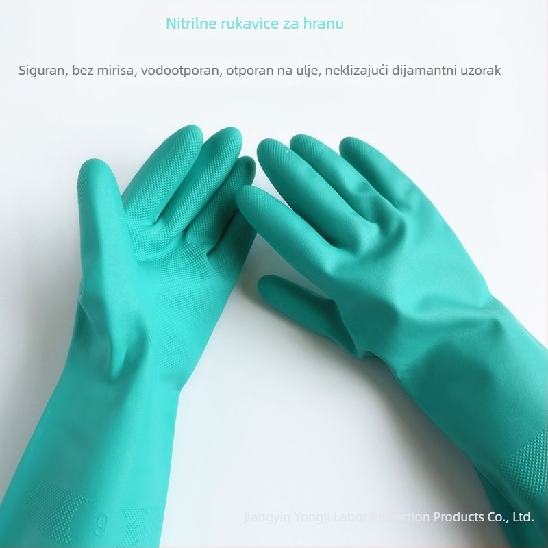 Rukavice nitril, s hranom kvalitete, otporne na habanje, vodootporne, protuklizne, debeli, za kuhinju i kućne poslove, zelene nitrilne industrijske rukavice, otporne na rezanje
