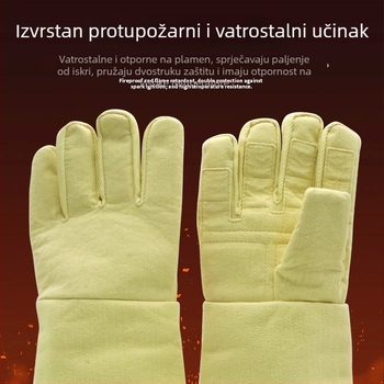 Aramidne rukavice za visoke temperature 1414, vatrootporne, otporne na rezanje, dvostruki sloj, toplinska izolacija, industrijske rukavice
