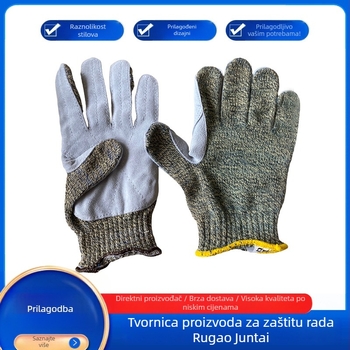Dvoslojne rukavice od goveđe kože za zaštitu od rezanja, ANSI razina 6, strojno proizvedene