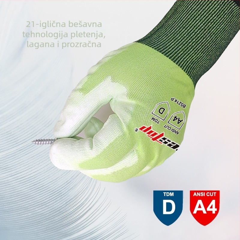 Rukavice otporne na rez B5214.P21 ultra-tanke, bezšivne pletene s premazom na dlanu
